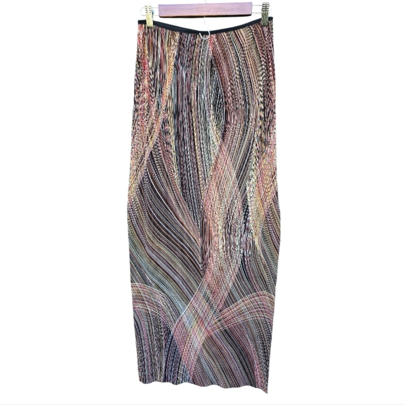 🌈 Tempo Paris Y2K 90s Abstract Striped Knit Maxi Skirt Red Black M - Picture 5 of 7